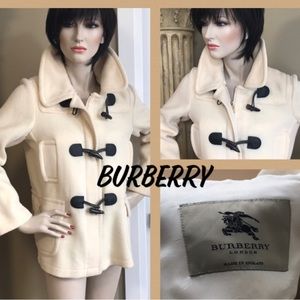 BURBERRY 100% PURE WOOL JACKET WITH 2-WAY ZIPPER, GUC